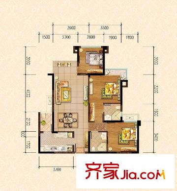 建發(fā)中央鷺洲戶型圖戶型圖 3室2廳2衛(wèi)1廚