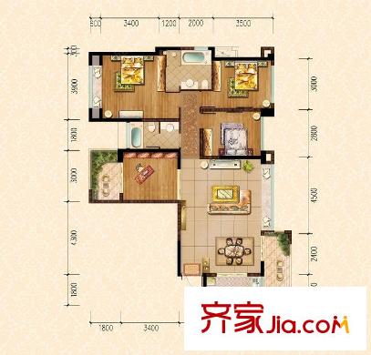 建發(fā)中央鷺洲戶型圖戶型圖 3室2廳2衛(wèi)1廚
