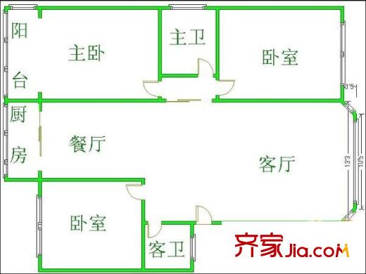 金魚街教師公寓 3室 戶型圖