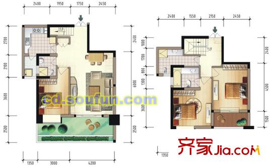 盛南領(lǐng)地戶型圖C1躍 3室2廳3衛(wèi)1廚