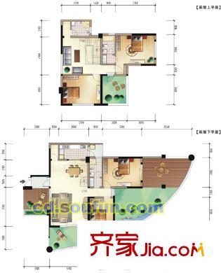 盛南領(lǐng)地戶型圖A2躍 4室3廳3衛(wèi)1廚
