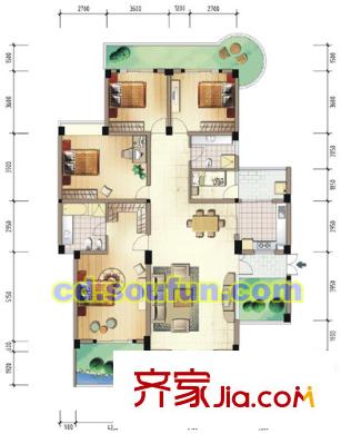 盛南領(lǐng)地戶型圖F1型 5室2廳2衛(wèi)1廚