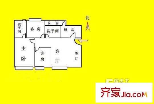 漾晴居户型图3房1厅 户型图