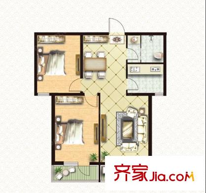 園丁苑戶型圖2室2廳 戶型圖 2室2廳1衛(wèi)1廚