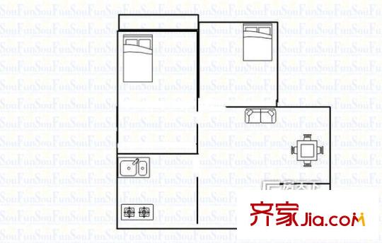 內(nèi)蒙古路小區(qū)戶型圖2室戶型圖 2室2廳1衛(wèi)1廚