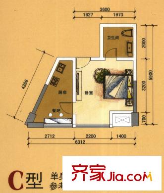 隆盛中央美地中央美地C 1室1衛(wèi)1廚