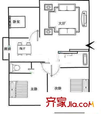 怡景小區(qū) 3室 戶型圖