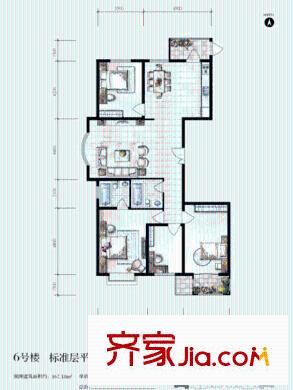 文湃苑6#A戶型 4室2廳2衛(wèi)1廚