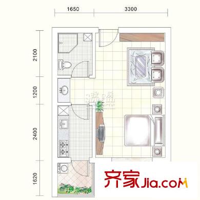 三和南錦戶型圖一棟（多層帶電梯）B型 1室1廳1衛(wèi)1廚