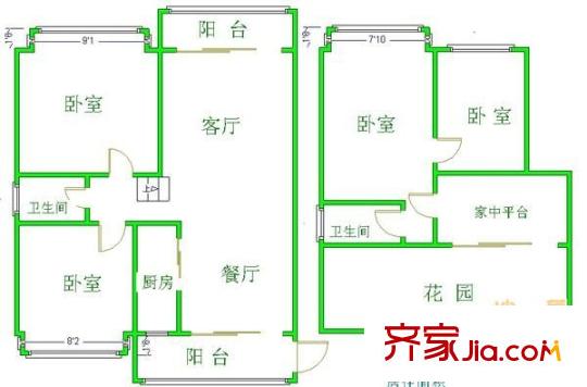 觀瀾半島花園洋房 5室 戶型圖
