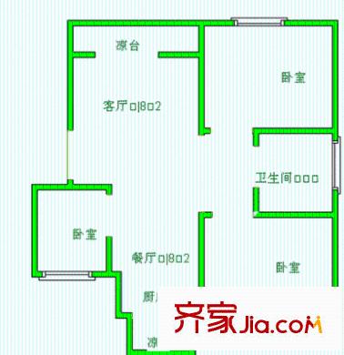 觀瀾半島花園洋房 3室 戶型圖