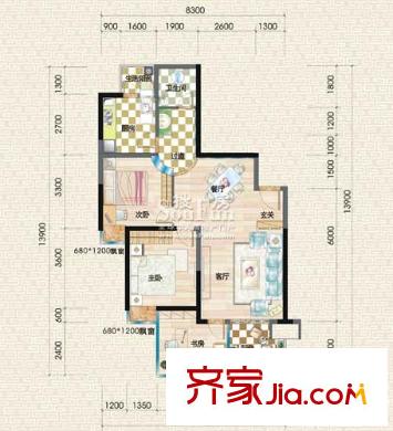 香山苑戶型圖G2裝修圖 3室2廳1衛(wèi)1廚