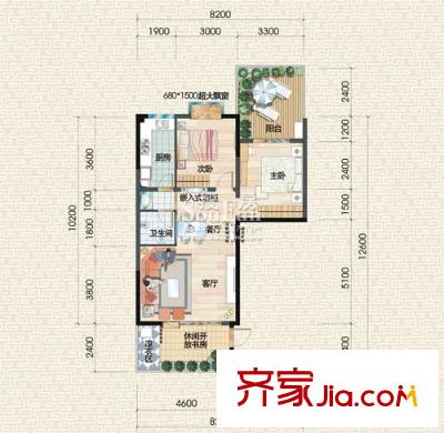 香山苑戶型圖F1裝修圖 2室2廳1衛(wèi)1廚