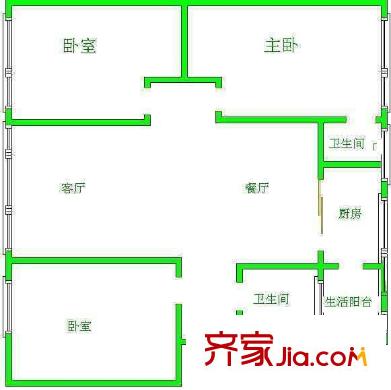 新科花園戶型圖戶型圖 3室2廳2衛(wèi)1廚