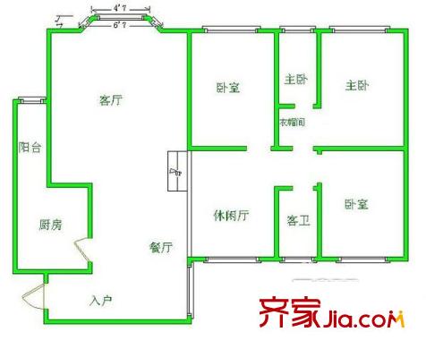 新科花園戶型圖戶型圖 3室2廳2衛(wèi)1廚
