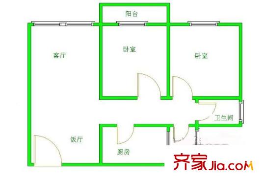 錦翠南苑戶型圖戶型圖 2室2廳1衛(wèi)1廚