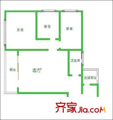 紅帆藍(lán)調(diào) 3室 戶型圖