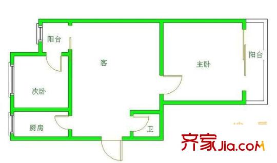 順江新苑戶型圖戶型圖 2室2廳1衛(wèi)1廚