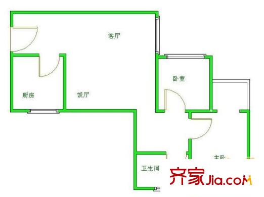 順江新苑戶型圖戶型圖 2室2廳1衛(wèi)1廚