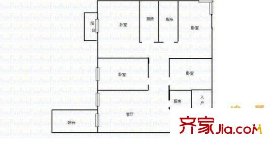 觀瀾半島花園洋房 4室 戶型圖
