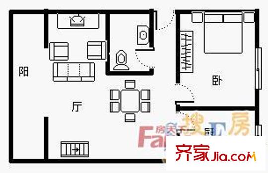 大華情融苑戶型圖大華情融園戶型圖 1室1廳1衛(wèi)1廚