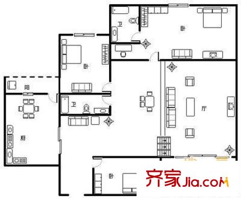 大華情融苑戶型圖大華情融園戶型圖 3室3廳2衛(wèi)1廚