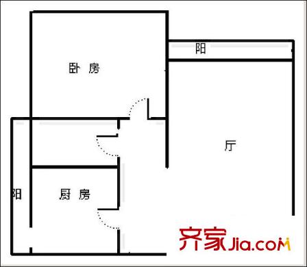 南延新苑戶型圖戶型圖 1室1廳1衛(wèi)1廚