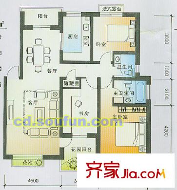 花樣年別樣城戶型圖BB1型 3室2廳2衛(wèi)1廚