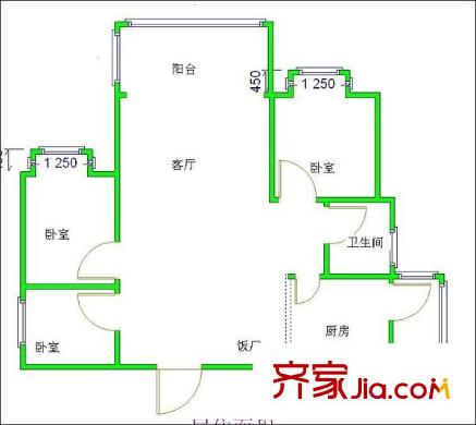 優(yōu)地A區(qū)戶型圖戶型圖 3室2廳1衛(wèi)1廚