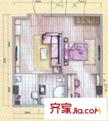 紅帆藍(lán)調(diào)戶型圖二期1號(hào)樓3#戶型 1室1廳1衛(wèi)1廚