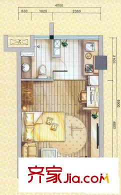 紅帆藍(lán)調(diào)戶型圖二期1號(hào)樓4-26#戶型 1室1衛(wèi)1廚