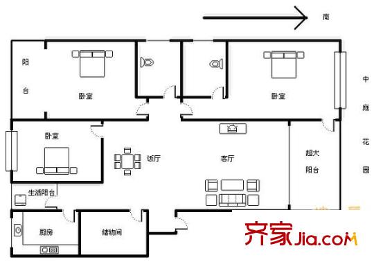 麗都帝景 3室 戶型圖