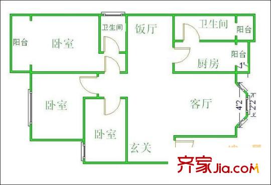 金房苑琴園戶(hù)型圖戶(hù)型圖 3室2廳2衛(wèi)1廚