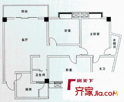 麗景天成戶型圖戶型圖 3室1廳2衛(wèi)1廚