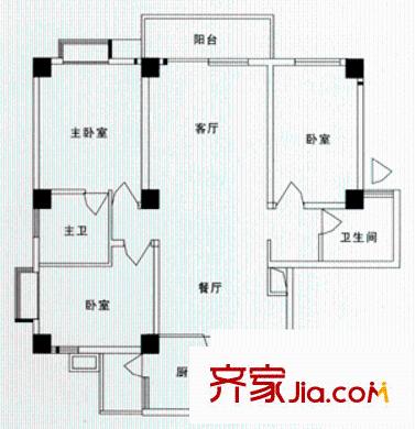麗景天成戶型圖戶型圖 3室2廳2衛(wèi)1廚