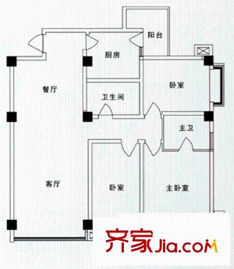 麗景天成戶型圖戶型圖 3室2廳2衛(wèi)1廚
