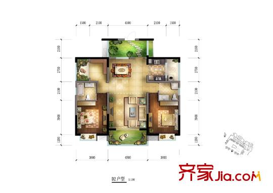 天來國際廣場戶型圖一期3號(hào)樓標(biāo)準(zhǔn)層D2戶型 3室2廳2衛(wèi)