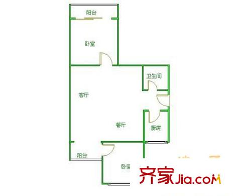 順江新苑戶型圖戶型圖 2室2廳1衛(wèi)1廚