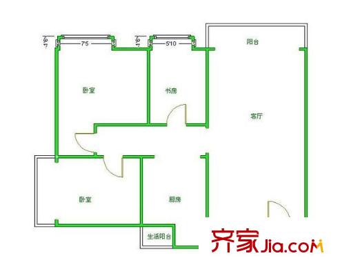 格林尚城 3室 戶型圖