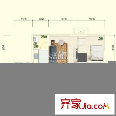 天合凱旋港戶型圖C30型標(biāo)準(zhǔn)層 2室2廳1衛(wèi)1廚