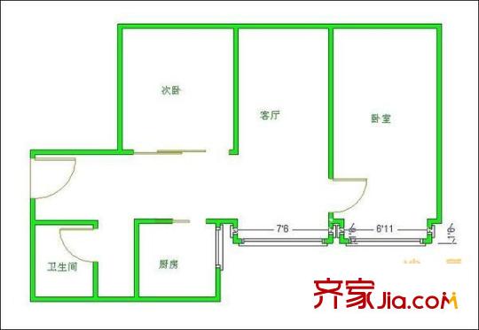 云翔金谷戶型圖戶型圖 2室1廳1衛(wèi)1廚