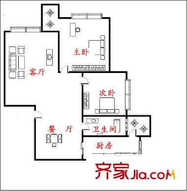 四季花語 2室 戶型圖