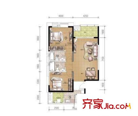 金控時代廣場戶型圖戶型圖 2室1廳2衛(wèi)1廚