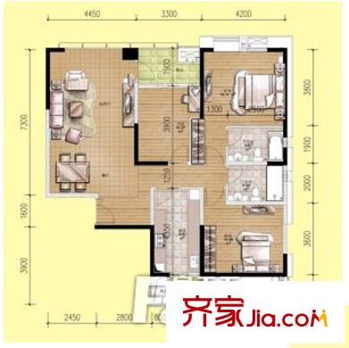 金控時代廣場戶型圖戶型圖 2室2廳2衛(wèi)1廚