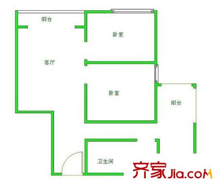 省教育學(xué)院宿舍戶型圖戶型圖 2室1廳1衛(wèi)1廚