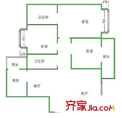 省教育學(xué)院宿舍戶型圖戶型圖 3室2廳2衛(wèi)1廚