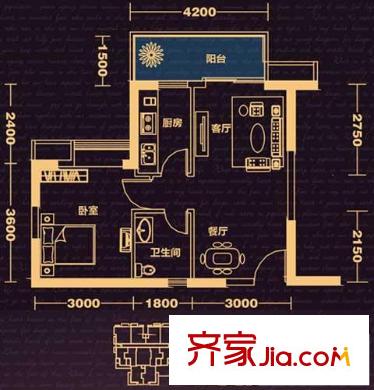 雙城戶型圖一期1-3#樓A11型 2室2廳2衛(wèi)1廚