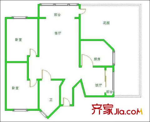 交大庭院戶型圖戶型圖 2室2廳1衛(wèi)1廚