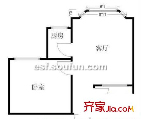 花好月圓戶型圖戶型圖 1室1廳1衛(wèi)1廚