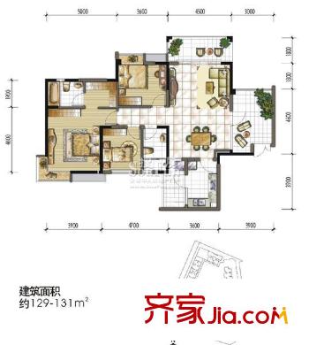 恒業(yè)星園戶型圖樓王戶型C-3型 3室2廳2衛(wèi)1廚